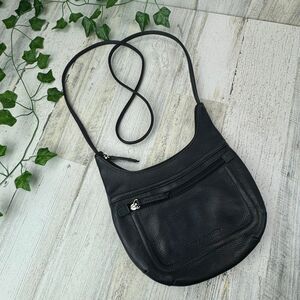 Stone Mountain Small Black Leather Crossbody Bag